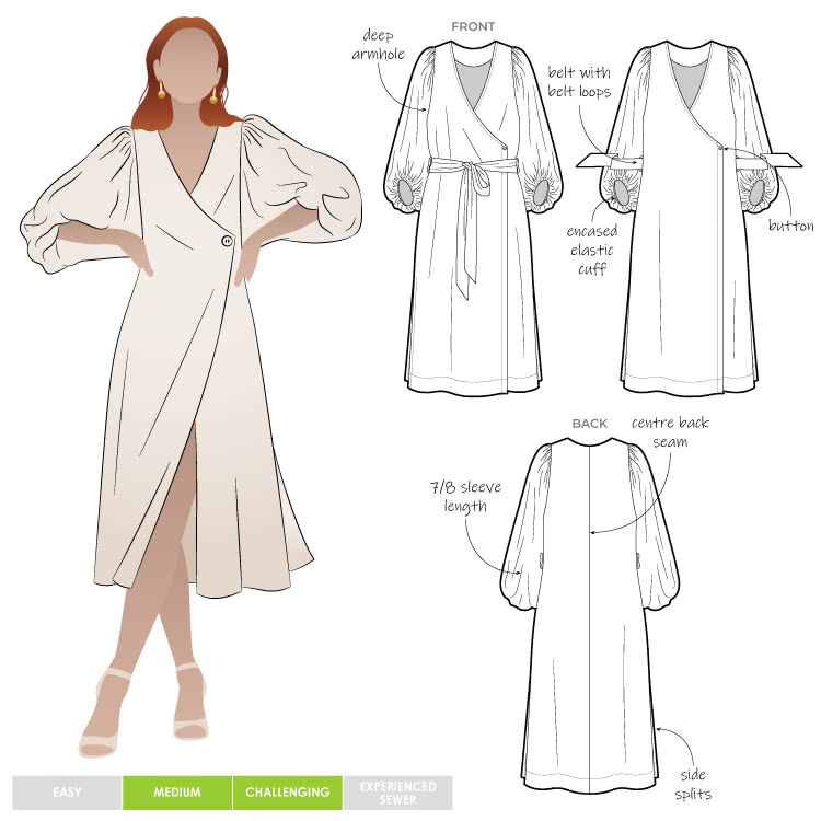 Brigid Wrap Dress Pattern Size 18-30 By Style Arc