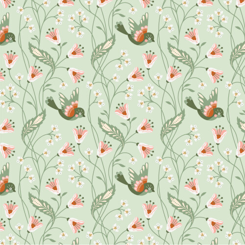 Birdie Turquoise From Vintage Charm By Popeia Herzog For Cloud9 Fabrics (Avail Mar)