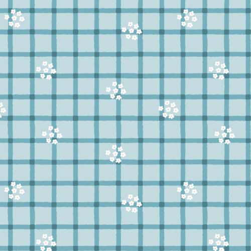 Daisy Plaid Blue From Woodland Creatures By Dominika Godette For Cloud9 Fabrics (Due Oct)