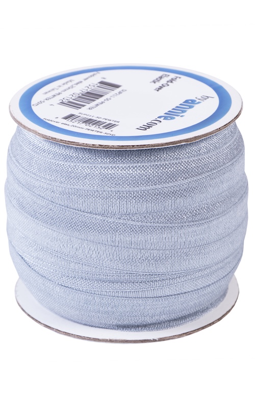 Pewter Foldover Elastic 20mm x 50yds (45.7m) From ByAnnie (SUP211-50-PEWTER)