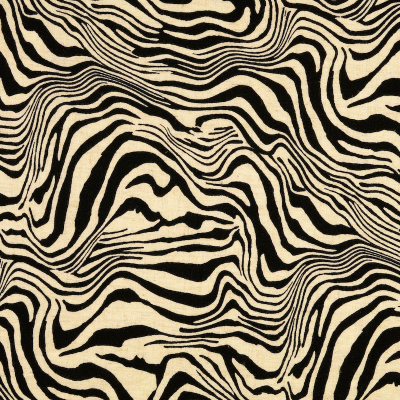 Black Zebra Print on Natural Viscose Linen from Melita by Modelo Fabrics