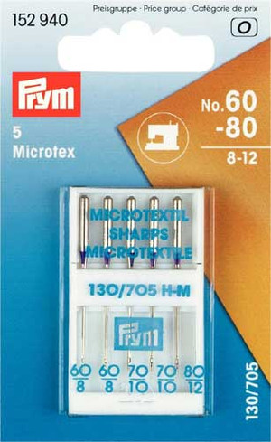 Prym Sewing Machine Needles Sys. 130/705 Microtex 75/90 5pcs (Due May)