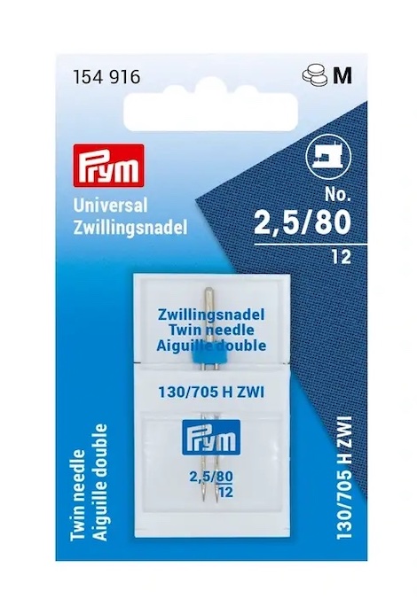 Prym Sewing Machine Needles Twin Universal 2.5mm 80/12 1 Pc