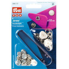 Prym Non-sew Press Fasteners Jersey 12mm Pearl Cap - 6 Pieces Brass Rustproof