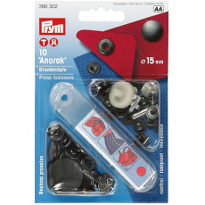 Prym Non-sew Fasteners 15mm Brass Black Oxidized - 10 Pieces