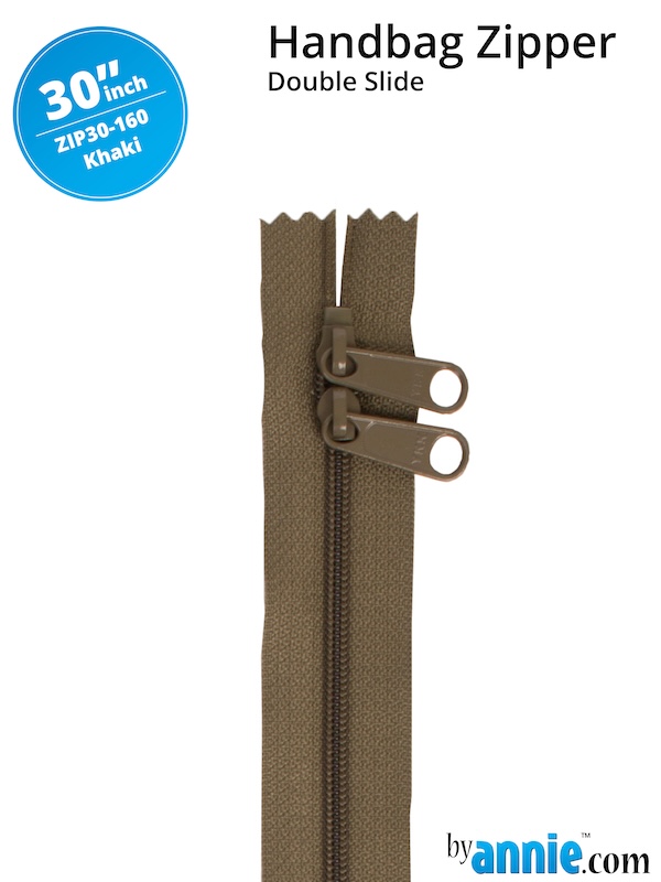 Double Slide Bag Zipper 30in Khaki From ByAnnie (ZIP30-160)