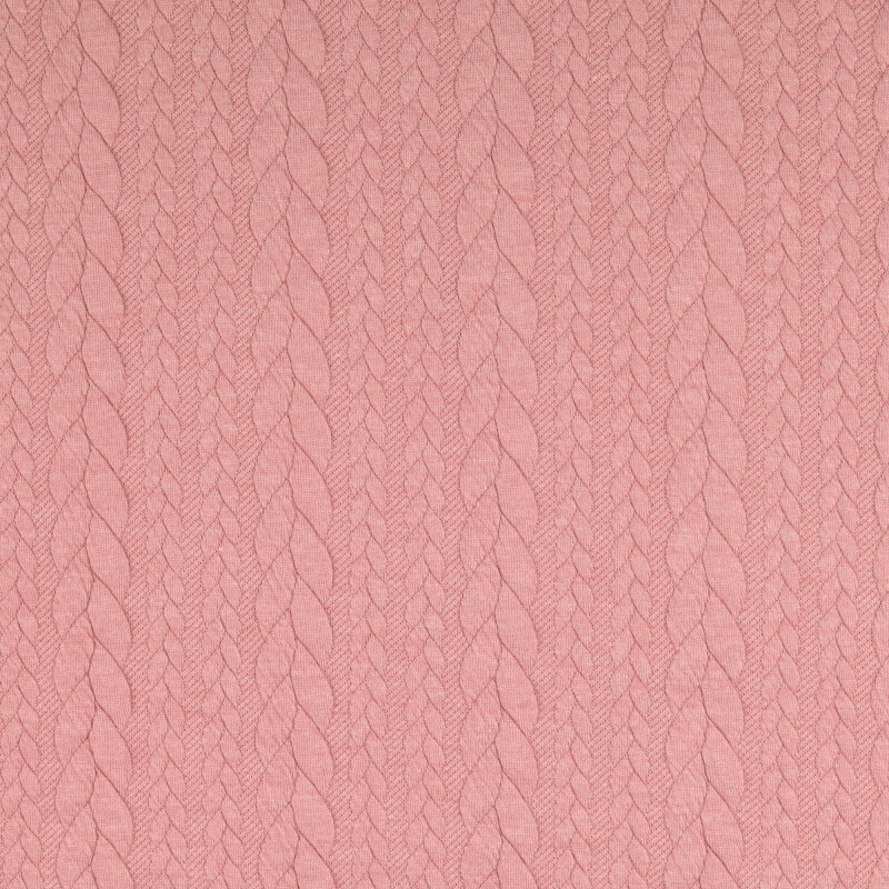 Dusky Pink Heathered Cable Jacquard Knit from Barso by Modelo Fabrics (Due Jan)