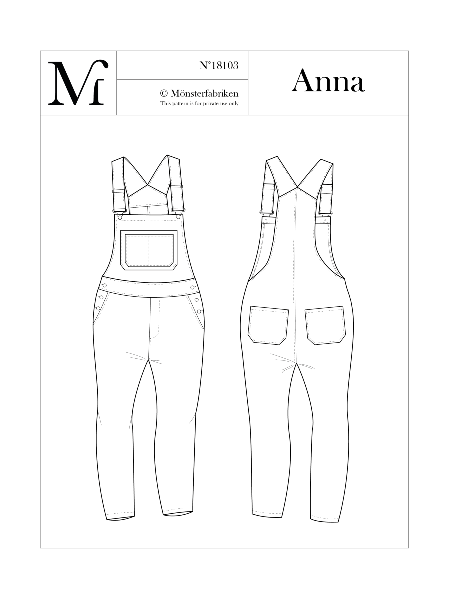 Anna Dungarees Pattern 90 - 106cm Hip by Monsterfabriken