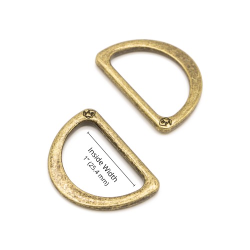 D Ring - Antique Brass - 1 in (24mm) Pack From ByAnnie of 2 From ByAnnie