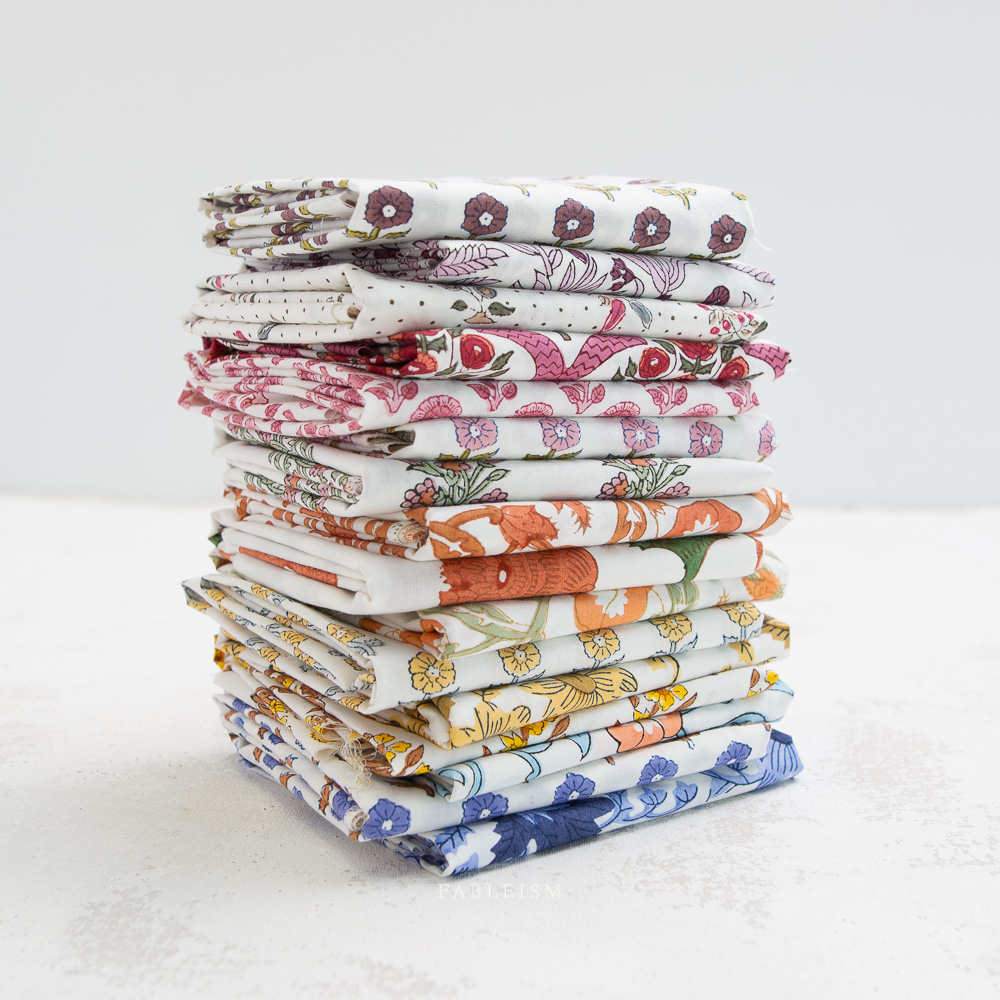 16 Piece Fat Quarter Bundle Of Indian Block Prints Cottage By Fableism (Avail Jan)