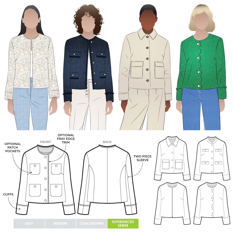 Delphine Woven Jacket Pattern Size 4-16 By Style Arc